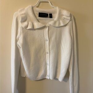 cloth & stone Cream Ruffle Collar Button-Front Cardigan
